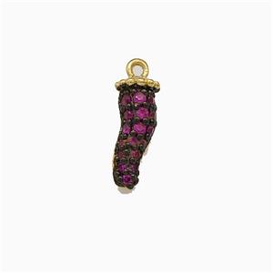 Copper Chili Pendant Micro Pave Zirconia Pepper Gold Plated, approx 3-11mm