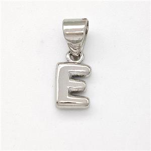 Copper Letter-E Pendant Platinum Plated, approx 6-7mm