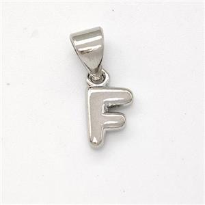 Copper Letter-F Pendant Platinum Plated, approx 6-7mm