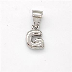 Copper Letter-G Pendant Platinum Plated, approx 6-7mm