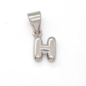 Copper Letter-H Pendant Platinum Plated, approx 6-7mm