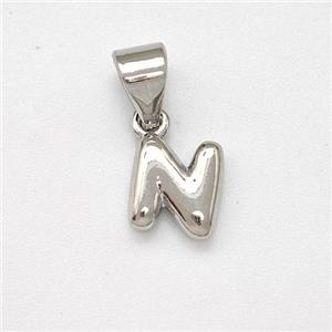 Copper Letter-N Pendant Platinum Plated, approx 6-7mm