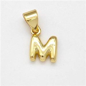 Copper Letter-M Pendant Gold Plated, approx 6-7mm