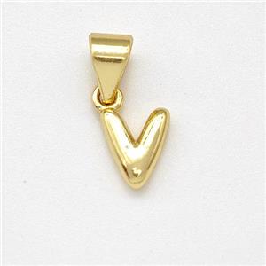 Copper Letter-V Pendant Gold Plated, approx 6-7mm