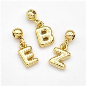 Copper Alphabet Pendant Mixed Letters Gold Plated, approx 6-7mm, 4mm, 2mm hole