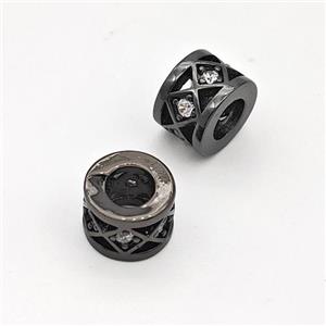 Copper Tube Beads Pave Zirconia Hollow Large Hole Black Plated, approx 6-8mm, 4mm hole