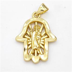 Saint Jude Charms Copper Hand Pendant Gold Plated, approx 17-20mm