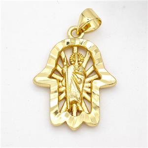 Saint Jude Charms Copper Hand Pendant Gold Plated, approx 17-20mm