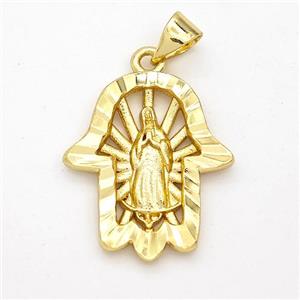 Virgin Mary Charms Copper Hand Pendant Gold Plated, approx 17-20mm