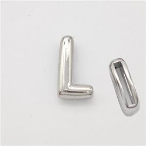 Copper Letter-L Beads Platinum Plated, approx 9-13.5mm, 2x10mm hole