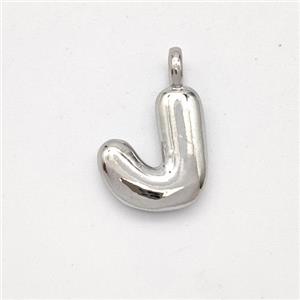 Copper Letter-J Pendant Platinum Plated, approx 13-17mm