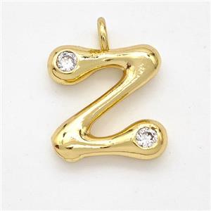 Copper Letter-Z Pendant Pave Zirconia Gold Plated, approx 15-18mm