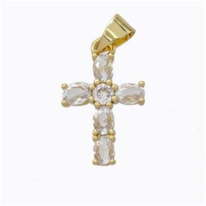 Copper Cross Pendant Micropave Zirconia Gold Plated, approx 11-15mm