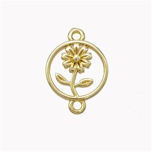 Copper Flower Connector Gold Plated, approx 12mm