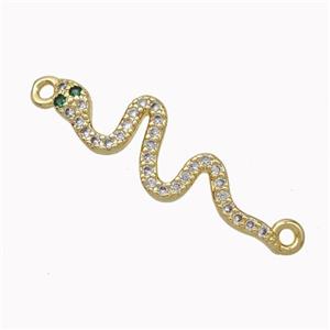 Copper Snake Connector Pave Zirconia Gold Plated, approx 8-25mm