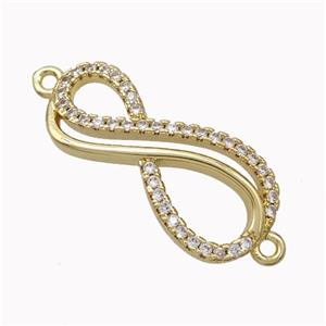 Copper Infinity Connector Micropave Zirconia Gold Plated, approx 11-24mm