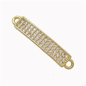 Copper Stick Connector Pave Zirconia Curving Gold Plated, approx 5-20mm