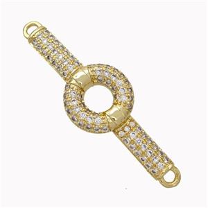 Wristwatch Charms Copper Connector Micropave Zirconia Curving Gold Plated, approx 11mm, 30mm