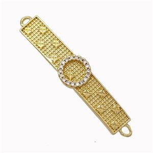 Wristwatch Charms Copper Connector Micropave Zirconia Curving Gold Plated, approx 6-34mm