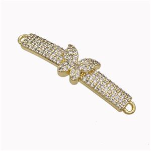 Wristwatch Charms Copper Connector Micropave Zirconia Butterfly Curving Gold Plated, approx 8-10mm, 5-30mm