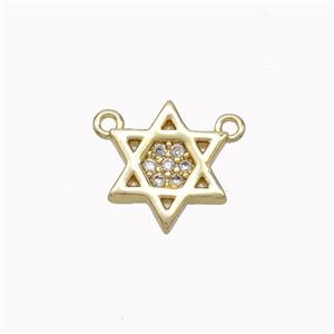 Copper Davidstar Pendant Micropave Zirconia Gold Plated, approx 10mm