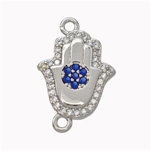 Copper Hamsahand Pendant Micropave Zirconia Platinum Plated, approx 13-15mm