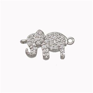 Copper Elephant Connector Micropave Zirconia Platinum Plated, approx 9-12mm