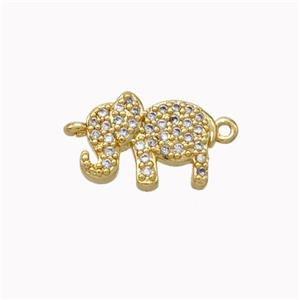 Copper Elephant Connector Micropave Zirconia Gold Plated, approx 9-12mm