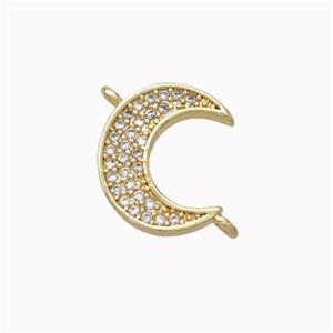 Copper Moon Connector Micropave Zirconia Gold Plated, approx 11-13mm