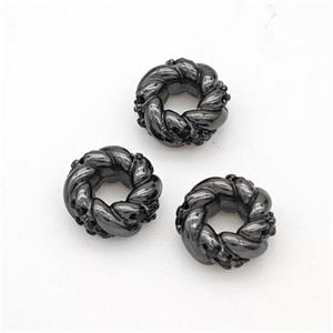 Copper Circle Beads Pave Zirconia Black Plated, approx 7.5mm, 3mm hole