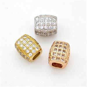 Copper Cuboid Beads Pave Zirconia Large Hole Mixed, approx 6-7mm, 3mm hole