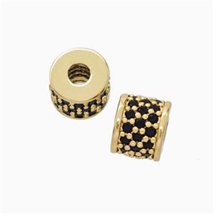 Copper Tube Beads Micropave Zirconia Gold Plated, approx 6-7mm, 2mm hole