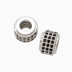 Copper Wheel Beads Pave Zirconia Large Hole Platinum Plated, approx 9mm, 4mm hole