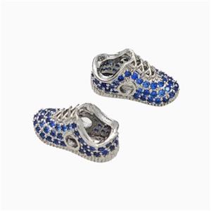 Copper Shoes Beads Micropave Zirconia Platinum Plated, approx 6-13mm