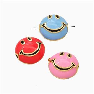 Copper Emoji Beads Eanmel Smileface Gold Plated Mixed, approx 6-10mm