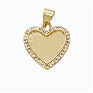 Copper Heart Pendant Micropave Zirconia Gold Plated, approx 15mm