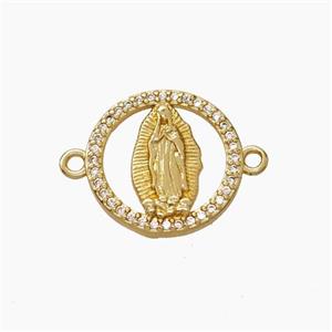 Jesus Charms Copper Connector Micropave Zirconia Gold plated, approx 15mm