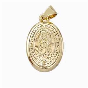 Virgin Mary Charms Copper Oval Pendant Gold Plated, approx 13-18mm