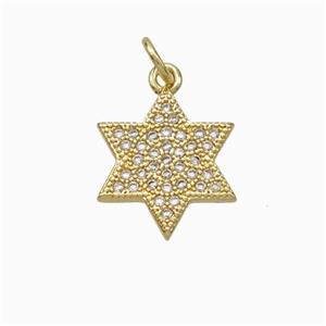 Copper Davidstar Pendant Micropave Zirconia Gold Plated, approx 14mm