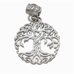 Tree Of Life Charms Copper Pendant Platinum Plated, approx 20mm