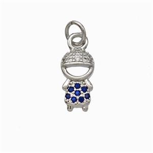 Copper Boy Kids Pendant Pave Zirconia Platinum Plated, approx 6.5-12mm