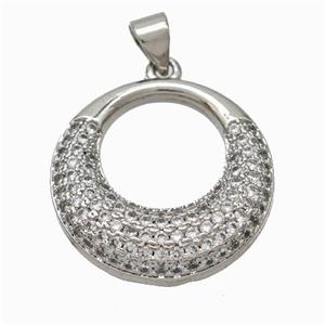 Copper GoGo Pendant Micropave Zirconia Platinum Plated, approx 21mm