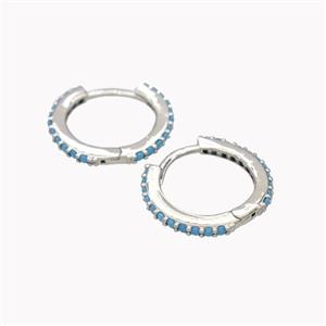 Copper Hoop Earrings Pave Zirconia Platinum Plated, approx 14mm