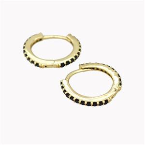 Copper Hoop Earrings Pave Zirconia Gold Plated, approx 14mm