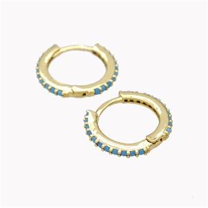 Copper Hoop Earrings Pave Zirconia Gold Plated, approx 14mm