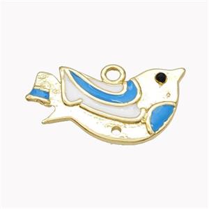 Copper Doves Birds Pendant Enamel Gold Plated, approx 15-28mm