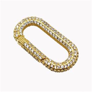 Copper Carabiner Clasp Micropave Zirconia Gold Plated, approx 18-34mm