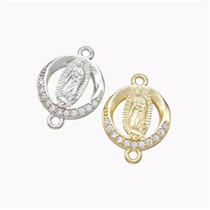 Virgin Mary Charms Copper Connector Pave Zirconia Mixed, approx 10mm