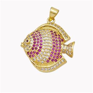 Copper Fish Pendant Micropave Zirconia Gold Plated, approx 22-23mm