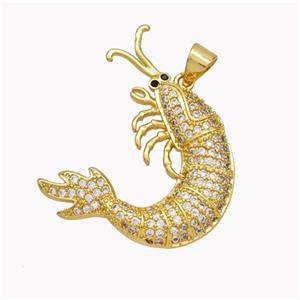 Copper Lobster Charms Pendant Pave Zirconia Gold Plated, approx 25-30mm